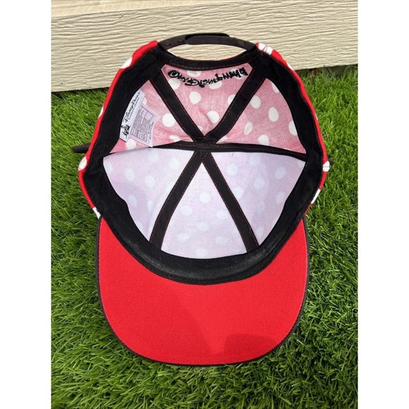 Disney Parks Minnie Mouse Ears Red White Polka Dot Adjustable Youth Hat Cap Bow - Picture 9 of 10
